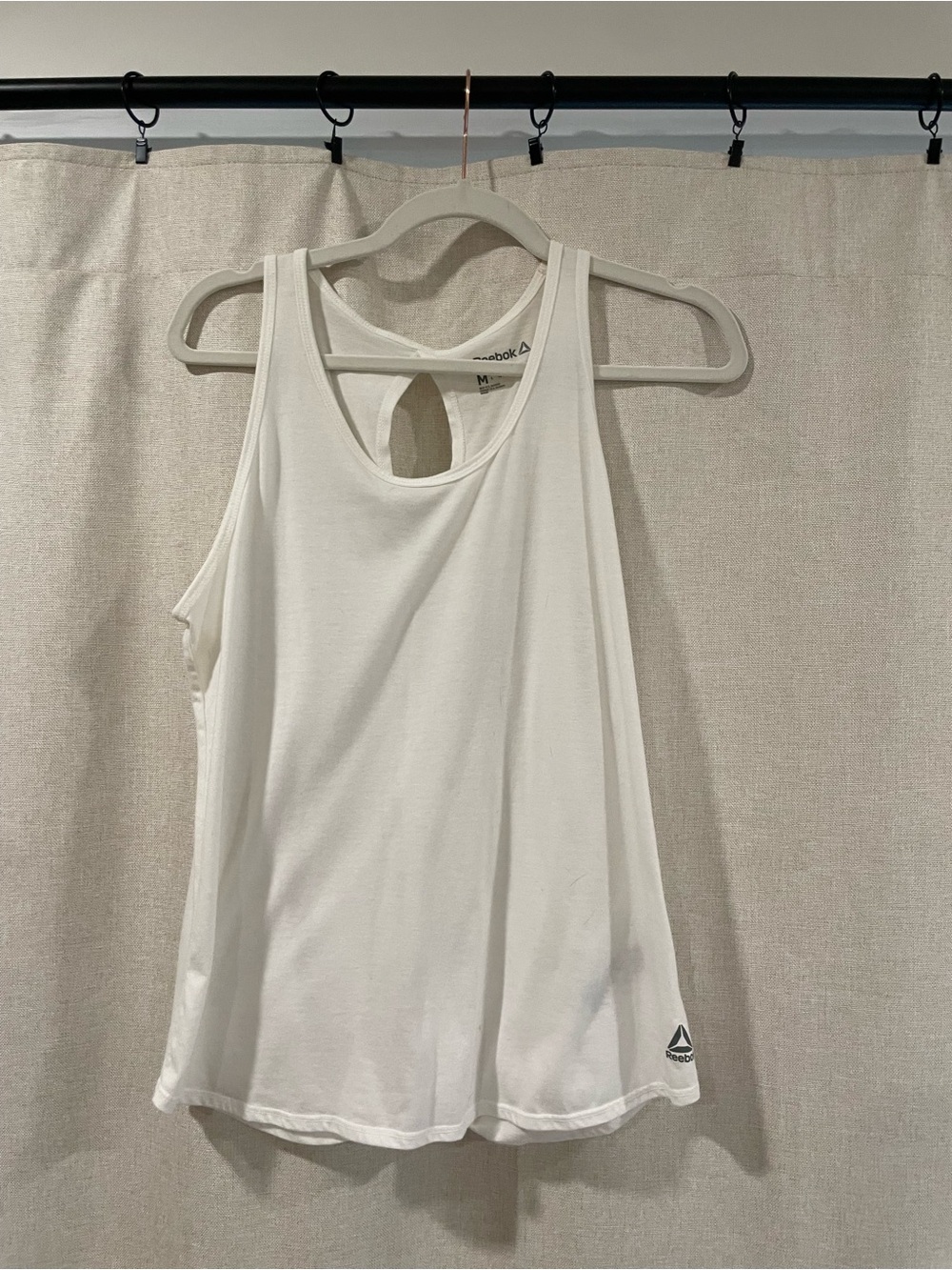 Reebok White Racerback Keyhole Tank